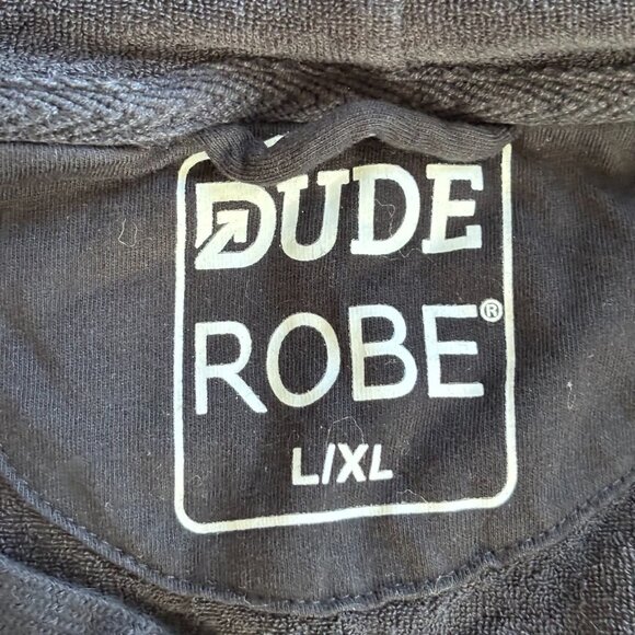 Dude Robe Mens L/XL Black Belted Hooded Terry Lining Loungewear Comfy 19180 - Picture 3 of 14